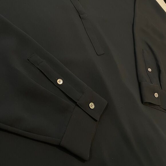 ~ J.Jill 2x Wearever Dress Black Vneck Tunic Above Knee Long Sleeve Pleated Slit - Picture 11 of 14